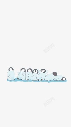 排排睡憨厚的企鹅高清图片
