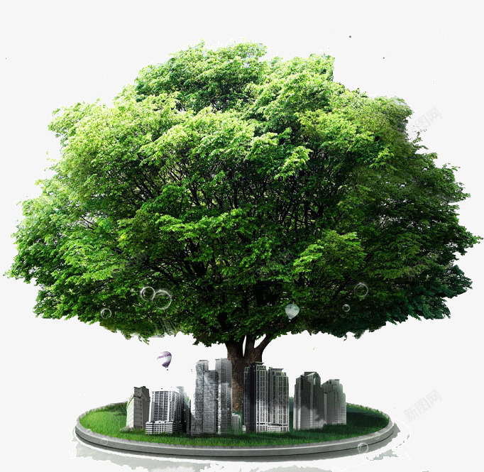 大树下的建筑png免抠素材_新图网 https://ixintu.com 商务楼 大厦 大树 建筑 环保 绿色