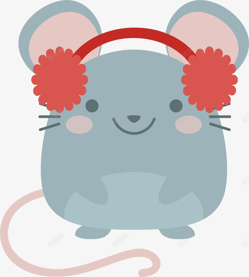戴着耳暖的可爱小老鼠矢量图ai免抠素材_新图网 https://ixintu.com 可爱 小老鼠 开心 微笑 耳暖 耳机 胡须 矢量图