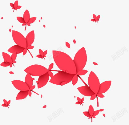漂浮的红色树叶简图png免抠素材_新图网 https://ixintu.com 卡通 叶子 桔梗 漂亮的 漂浮 红色树叶 装饰