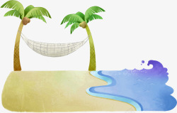 椰树睡袋海滩卡通素材