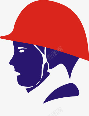 戴着红色帽子的工人头像图标图标