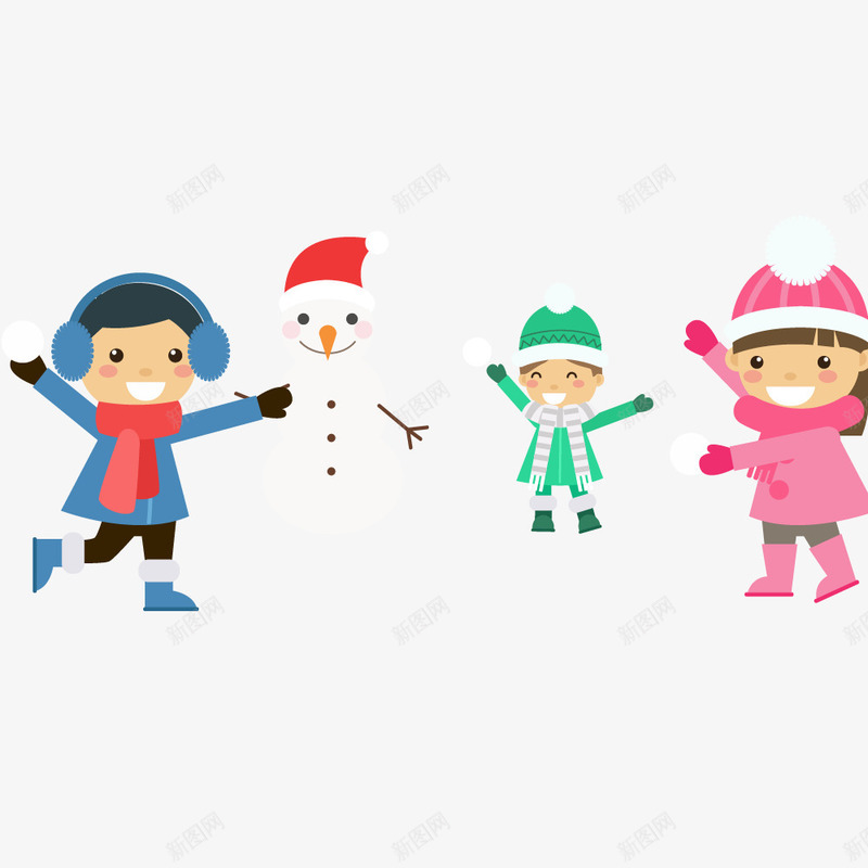 儿童堆雪人png免抠素材_新图网 https://ixintu.com 儿童 冬季 可爱的 手绘 玩耍 白色的 简图 雪人
