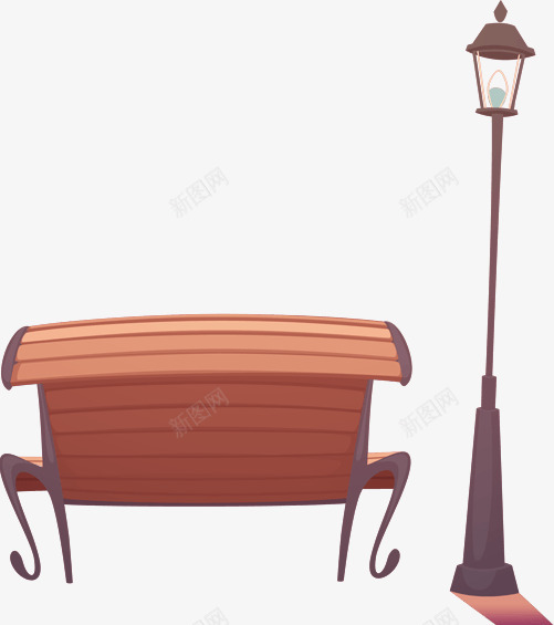 路灯下的凳子png免抠素材_新图网 https://ixintu.com 凳子 木凳子 椅子 灯具 照明 路灯