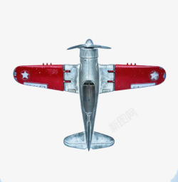实物金属银红模型飞机素材