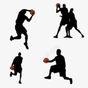 篮球运动psd免抠素材_新图网 https://ixintu.com 人物运动 手绘黑色 篮球