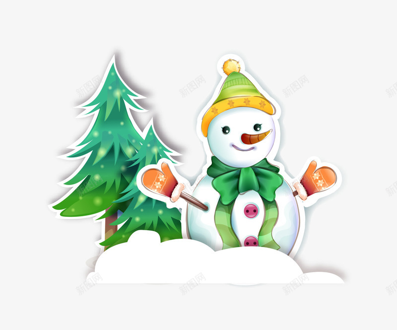 卡通冬季树木雪人png免抠素材_新图网 https://ixintu.com Christma Christmas Merry 卡通雪人 可爱雪人 圣诞快乐 圣诞树 圣诞节 堆雪人