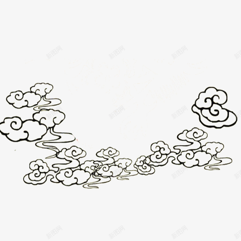 黑色的线条png免抠素材_新图网 https://ixintu.com 漂浮 祥云 素描