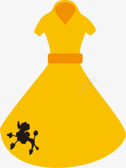 黄色卡通百褶裙素材