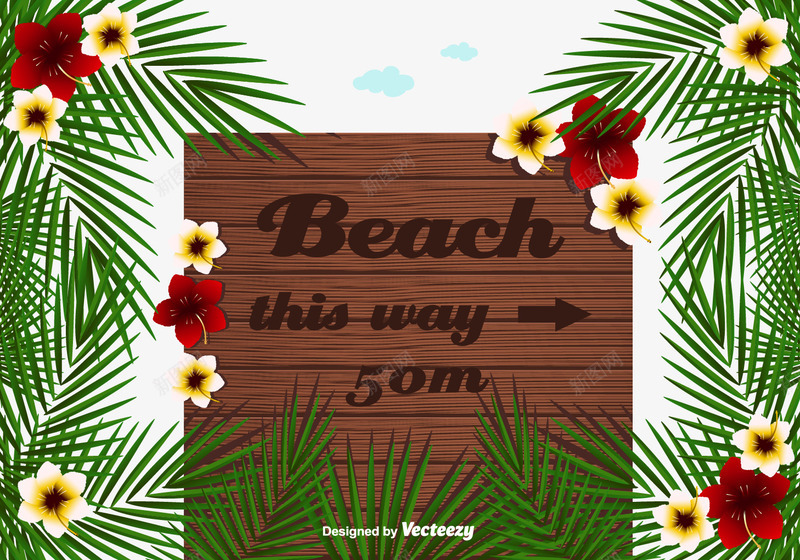 夏威夷海滩风情指示牌png免抠素材_新图网 https://ixintu.com 免费 免费下载 夏威夷 度假 旅游 木质指示牌 椰树 海滩
