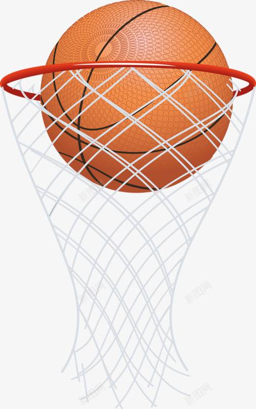 篮球网和篮球png免抠素材_新图网 https://ixintu.com 体育器材 实物 实用 橙色