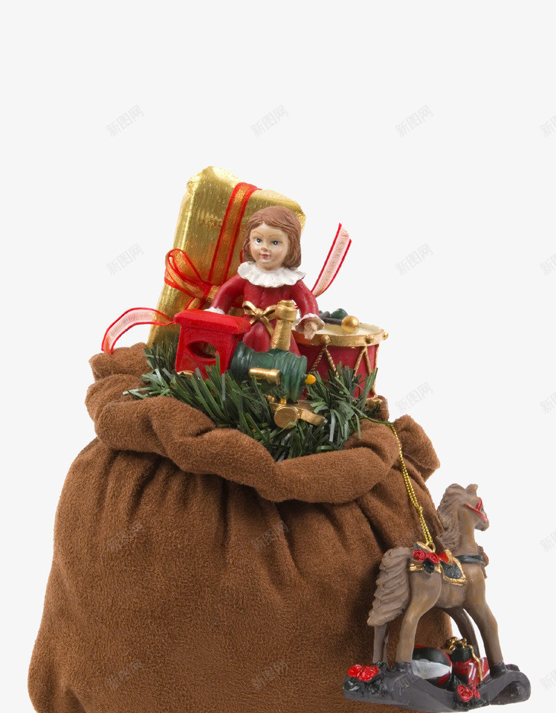 圣诞元素png免抠素材_新图网 https://ixintu.com 圣诞礼物口袋 圣诞节元素 棕色 洋娃娃