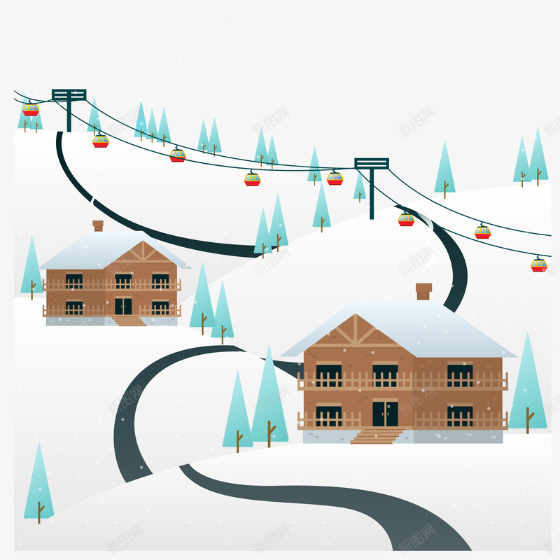 手绘冬季雪景插画矢量图ai免抠素材_新图网 https://ixintu.com 下雪 冬天 房屋建筑 手绘插画 雪屋 雪景 矢量图