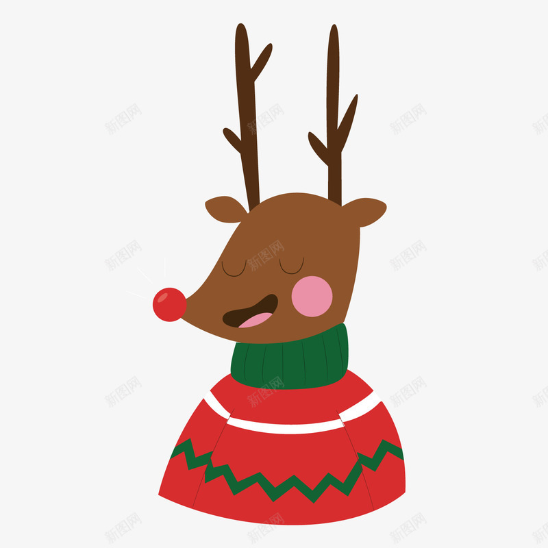 卡通红色麋鹿png免抠素材_新图网 https://ixintu.com 卡通动物 圣诞节装饰 小鹿 平安夜装饰 麋鹿