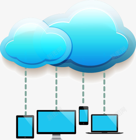 电脑平板手机上传云数据png免抠素材_新图网 https://ixintu.com 云储存 云数据 电脑 科技 移动设备