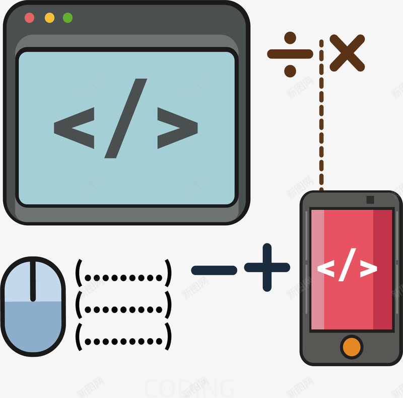 跨平台可移植开发png免抠素材_新图网 https://ixintu.com coding 打代码 矢量素材 编码 编程 跨平台