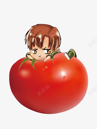 卡通的番茄和男孩png免抠素材_新图网 https://ixintu.com 新鲜 男孩 素材 超级番茄