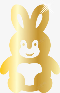 金色小兔子金色渐变扁平兔子高清图片