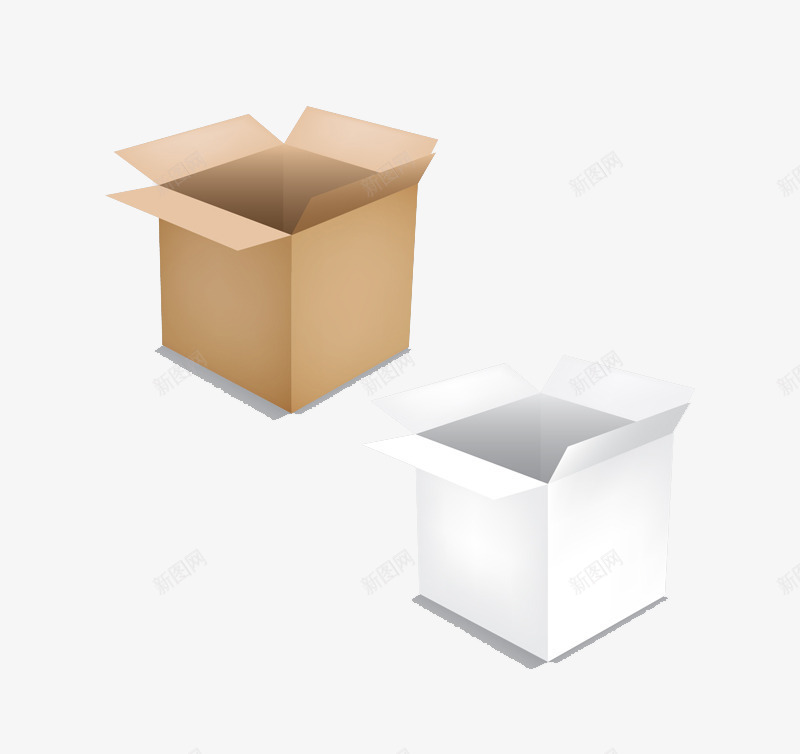 打开的纸箱子png免抠素材_新图网 https://ixintu.com 白色 纸箱子 褐色