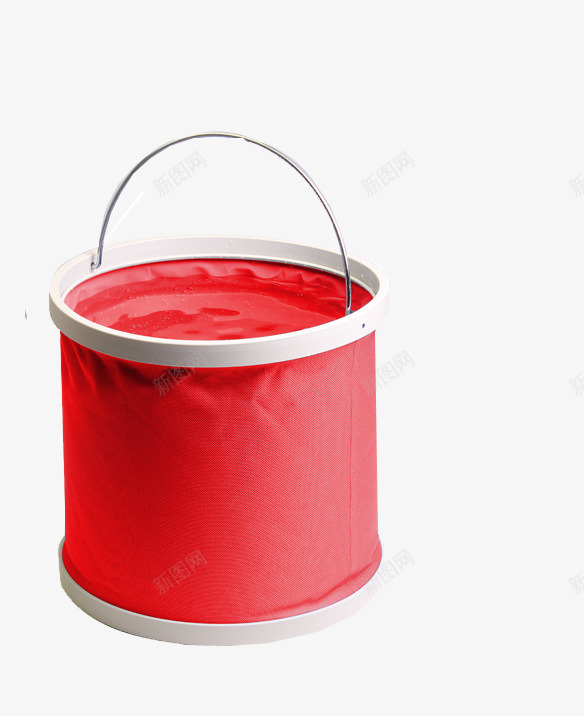 红色折叠水桶png免抠素材_新图网 https://ixintu.com 体积 储水器 户外 折叠水桶 提水桶 材质 环保 画桶 红色 轻便