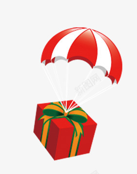降落伞礼盒png免抠素材_新图网 https://ixintu.com 圣诞节日 漂浮 礼盒 红色 降落伞