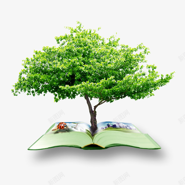 树与书psd免抠素材_新图网 https://ixintu.com 大树 树 绿色