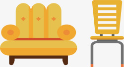黄色沙发和椅子矢量图素材
