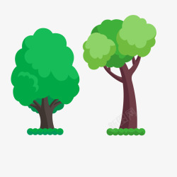 防护林绿色防护林木手绘水彩卡通树木素矢量图高清图片