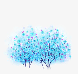 蓝色梦幻大树装饰图案素材