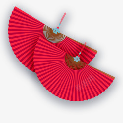折叠扇子红色折叠扇子元素高清图片