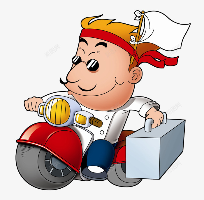 骑着摩托车的男人png免抠素材_新图网 https://ixintu.com 卡通 帅气的 快速的 手绘 送货员 配送员