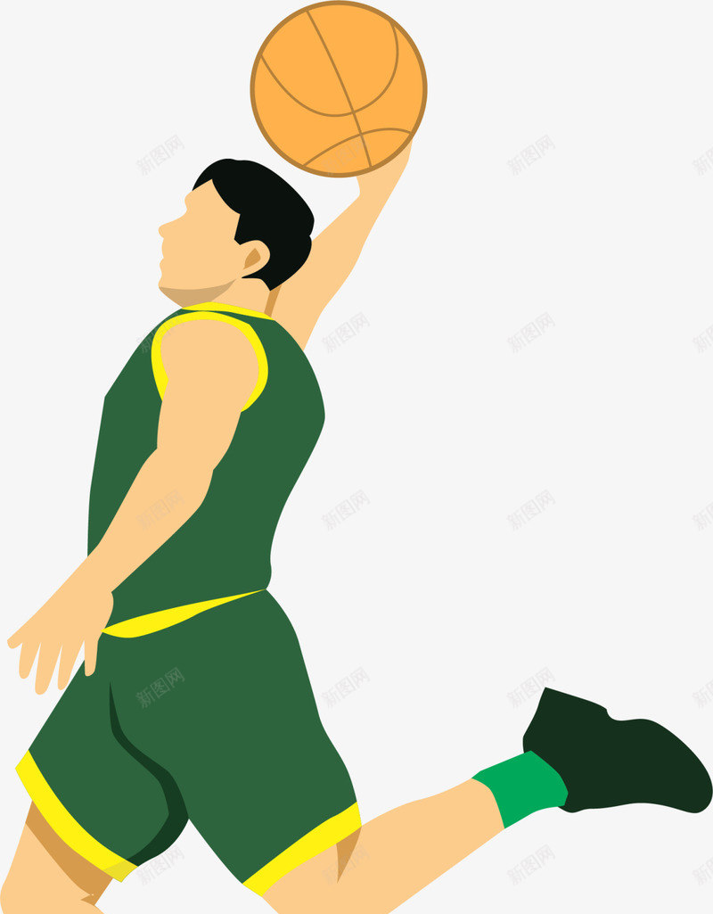 绿色扁平打篮球男孩png免抠素材_新图网 https://ixintu.com 健康 强身健体 打篮球 篮球运动 运动健身 锻炼