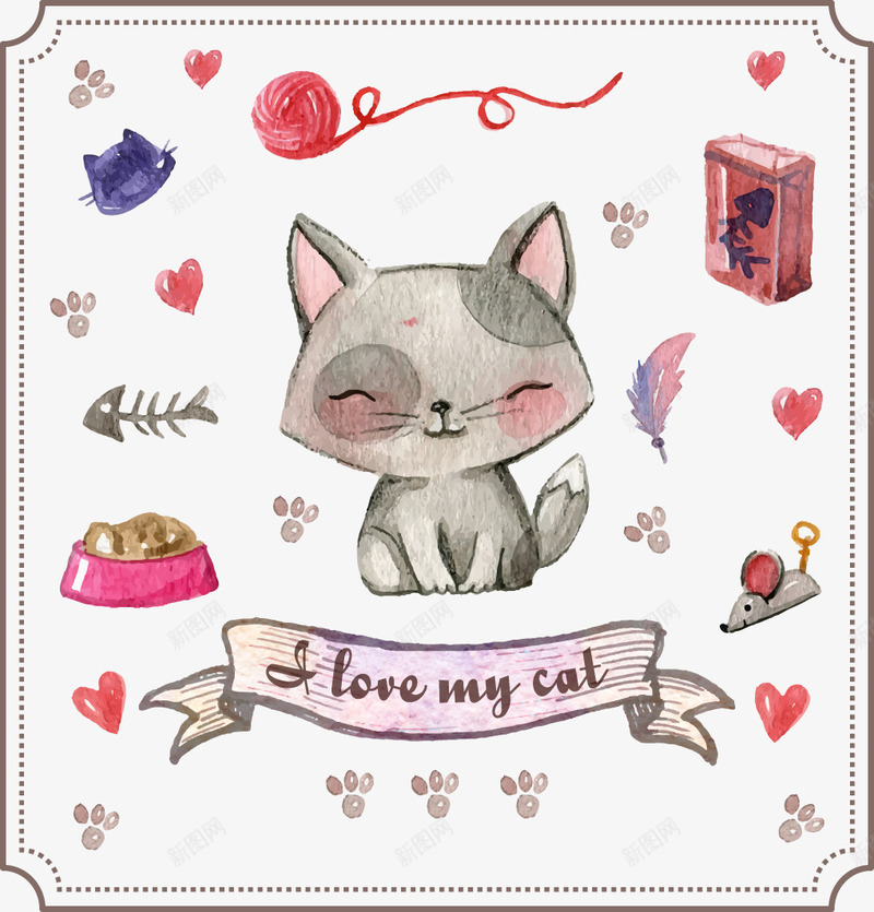 可爱的手绘猫咪矢量图ai免抠素材_新图网 https://ixintu.com 可爱 小猫 爱猫咪 猫咪 矢量图