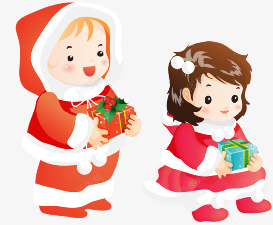 穿圣诞衣服的小女孩png免抠素材_新图网 https://ixintu.com 卡通 圣诞 圣诞衣服 红色衣服