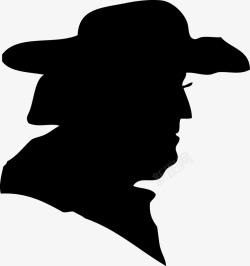 帽子的轮廓戴着帽子的男人头部剪影图标高清图片