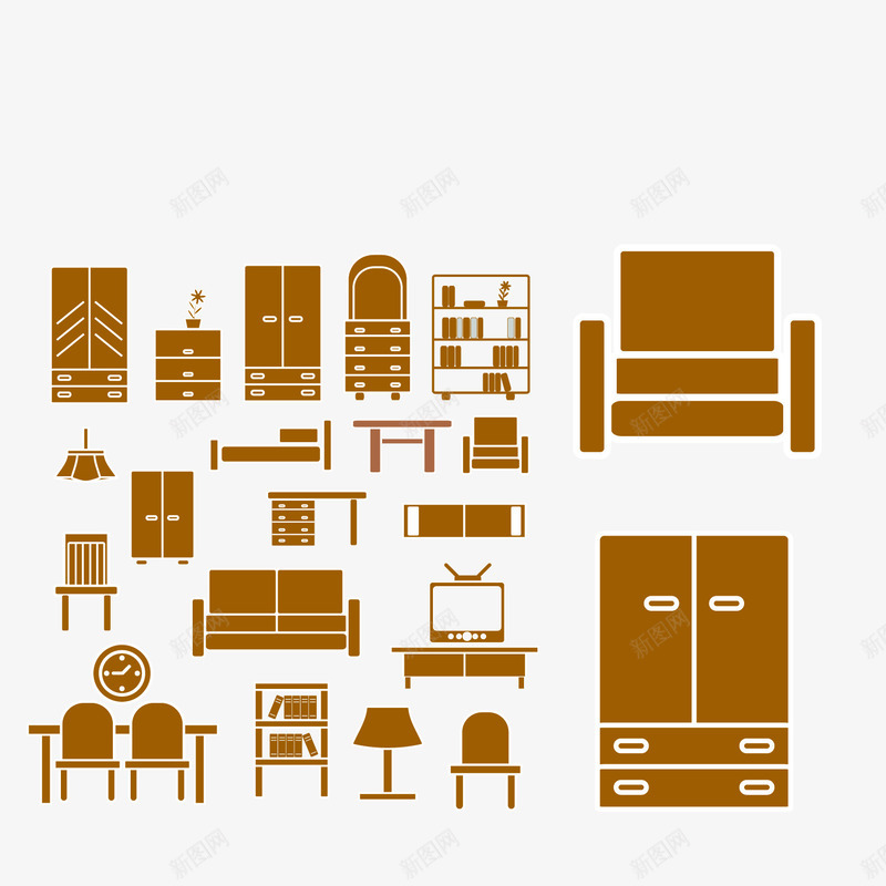 扁平化家具矢量图eps免抠素材_新图网 https://ixintu.com 家具 扁平化 椅子 矢量图