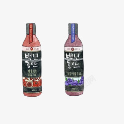 红色山楂味饮料韩国水果饮料手绘画片高清图片