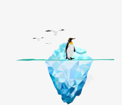 冰山上的企鹅蓝色冰山上的企鹅矢量图高清图片