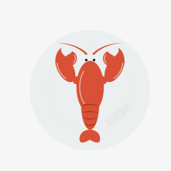 扁平背景红色龙虾高清图片