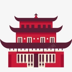 中国风红色建筑素材