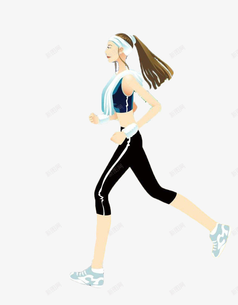 跑步的女生png免抠素材_新图网 https://ixintu.com 健身 卡通手绘 装饰 跑的人 运动