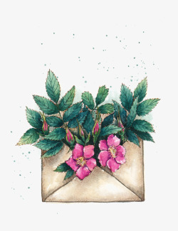 信封和鲜花素材