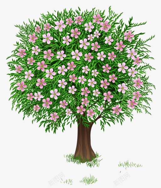卡通开满鲜花的树png免抠素材_新图网 https://ixintu.com 卡通树 大树 鲜花