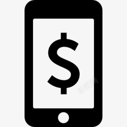 片剂美元符号在平板电脑或手机屏幕图标高清图片