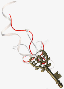 彩绳铜色钥匙素材