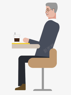 喝咖啡提神卡通喝咖啡的男人高清图片