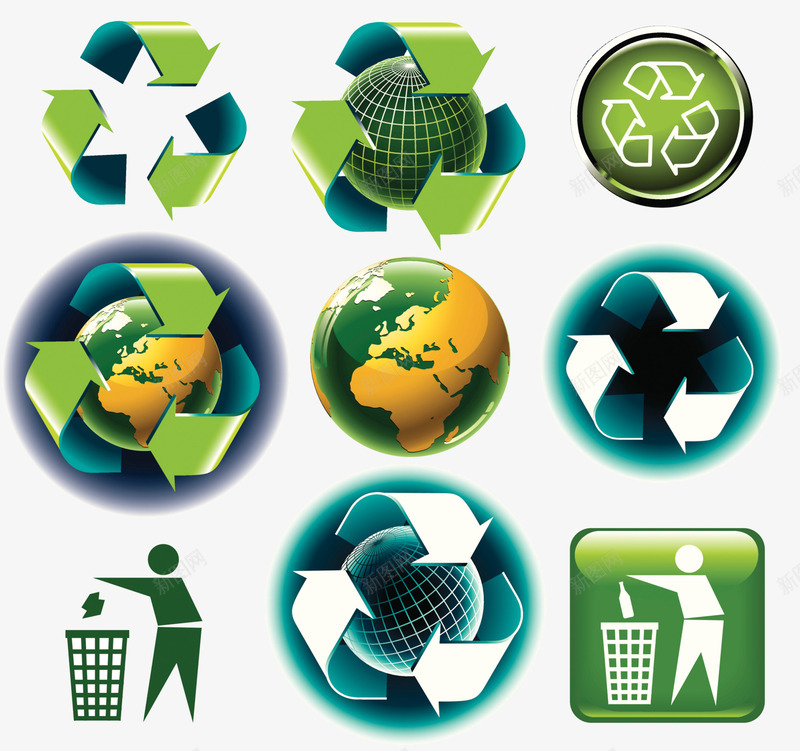 绿色环保图标png_新图网 https://ixintu.com 不要乱丢垃圾 丢垃圾 图标 循环使用 绿色环保