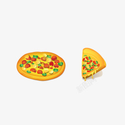 铁盘批萨卡通快餐披萨高清图片