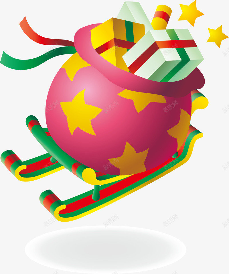 圣诞立体礼盒包png免抠素材_新图网 https://ixintu.com 包裹 圣诞节元素 平安夜 礼物 雪橇