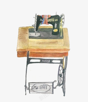 手绘缝纫机png免抠素材_新图网 https://ixintu.com 复古机器 手绘机器 木质缝纫机 缝纫机